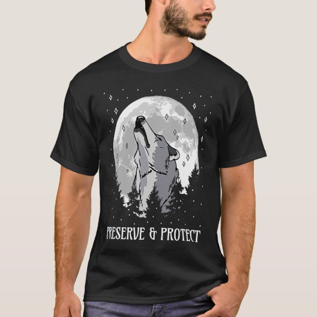 Bevara och skydda vargar och varg t shirt (Framsida)
