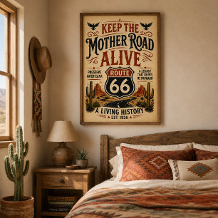 Bevara Route 66 Americana Mother Road-arvet Poster
