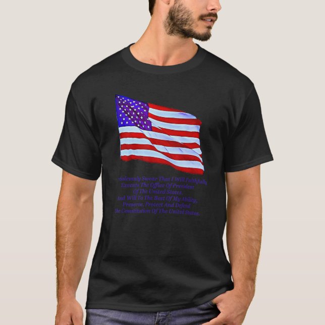 Bevara Skydda Och Försvara Ed Us Flagga Vajar T Shirt (Framsida)