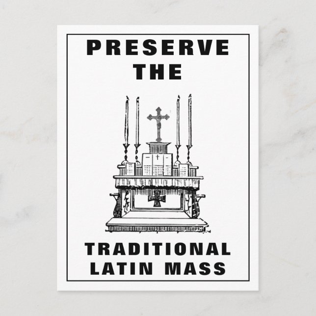 Bevara traditionell katolsk latinsk mässa altare vykort (Framsida)