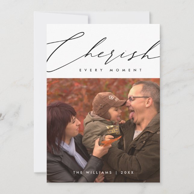 Bevara varje julminne med familjefotoöverlägg julkort (Framsida)