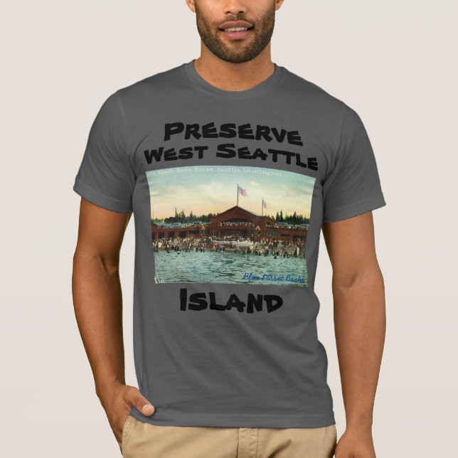 Bevara Väster Seattle Island Alki Beach Bath House T Shirt (Framsida)