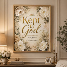 Bevarad Av Gud Guld & Vit Bibelvers Väggkonst