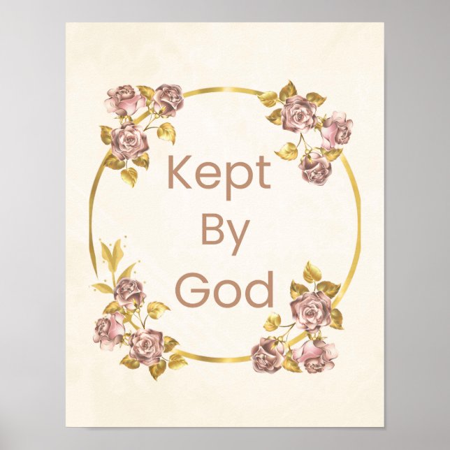 "Bevarad Av Gud" Lila & Guld Cirkulär Blommig Desi Poster (Framsidan)