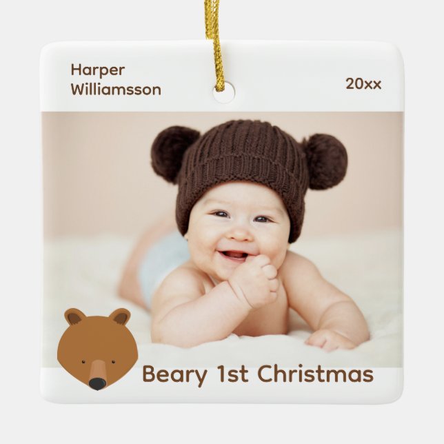 Bevarande 1:a fotot Baby Första jul Julgransprydnad Keramik (Framsida)
