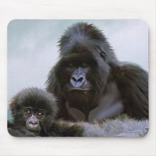Bevarande av bergen Gorilla Far och Baby Musmatta (Framsidan)