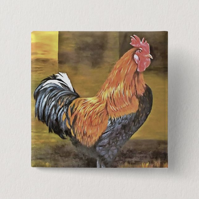 Bevarande av kycklingar Farmyard Tupp Art Knapp (Framsida)