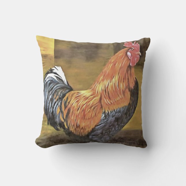 Bevarande av kycklingar Farmyard Tupp Art Kudde (Framsida)