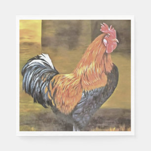 Bevarande av kycklingar Farmyard Tupp Art Pappersservett