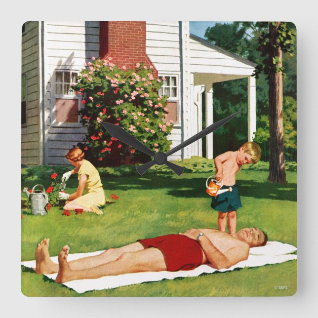 Bevattna fadern fyrkantig klocka (Framsida)