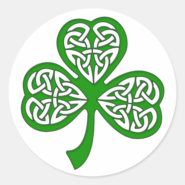 Beveled Celtic Knot Shamrock Runt Klistermärke (Framsida)