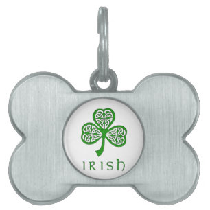 Bevelse Celtic Knot Shamrock över irländsk text Namnbricka Husdjur