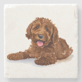 Beverage coaster with Chocolate Labradoodle Stenunderlägg