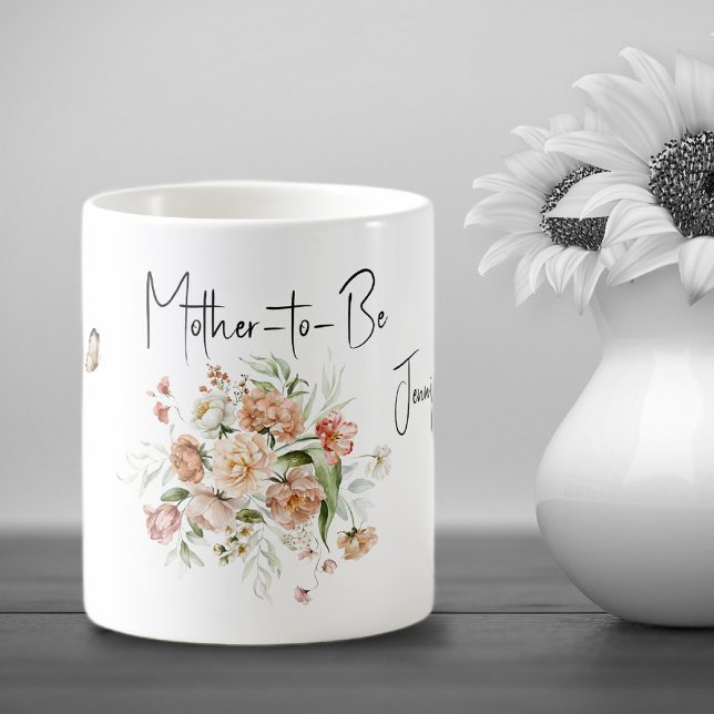 Beverage Mug Mother-to-Be Soft Blush Pinks Bouquet Kaffemugg (Skapare uppladdad)