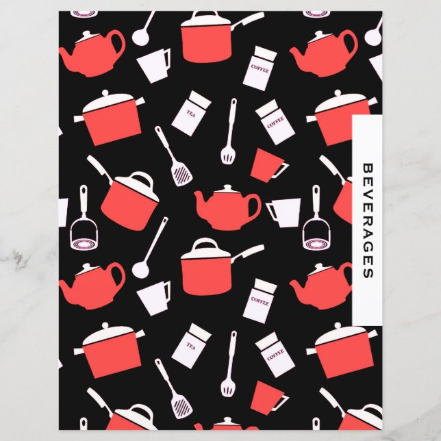 Beverages Recipe Divider | Svart och Röda Utensils (Framsida)