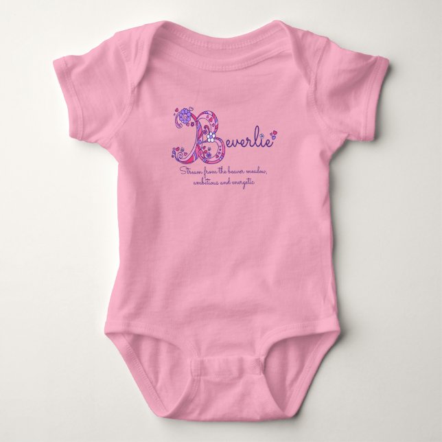 Beverlie tjejer B namn betyder monogram baby rompe Tee (Framsida)