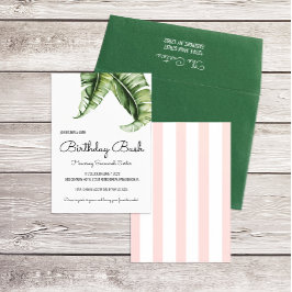 Beverly Backe Grönt & Rosa Födelsedagsfest Inbjudningar