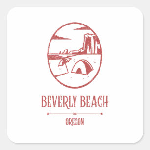 Beverly Beach - Oregon Fyrkantigt Klistermärke