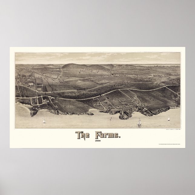 Beverly Farms, MORSA Panoramic Karta - 1886 Poster (Framsidan)