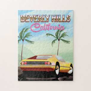 Beverly Hills Kalifornien retro reseaffisch Pussel