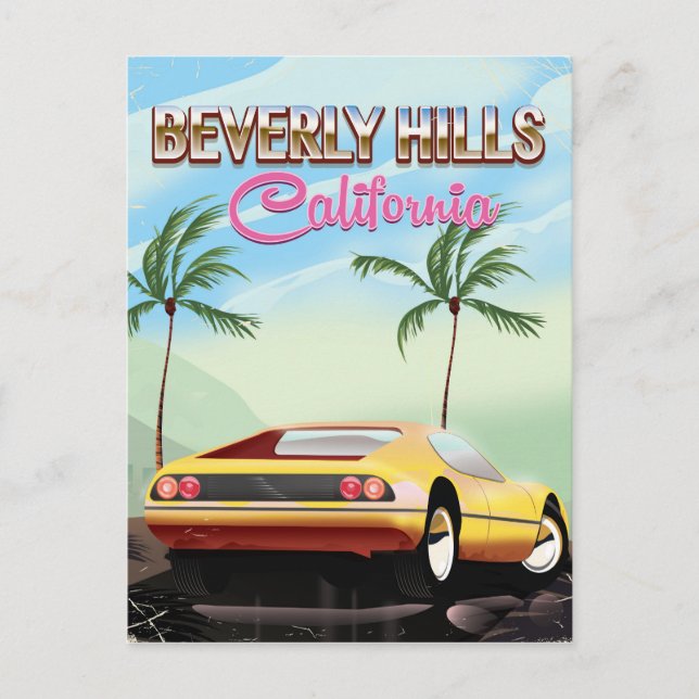Beverly Hills Kalifornien retro reseaffisch Vykort (Framsida)