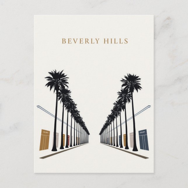 Beverly Hills Palmträd Shopping Konst Vykort (Framsida)