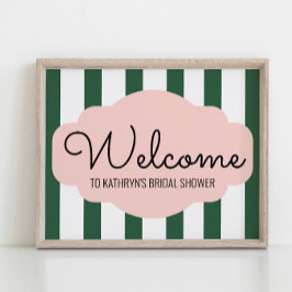 Beverly Hills Rosa & Gröna Baby Shower Välkommen Poster