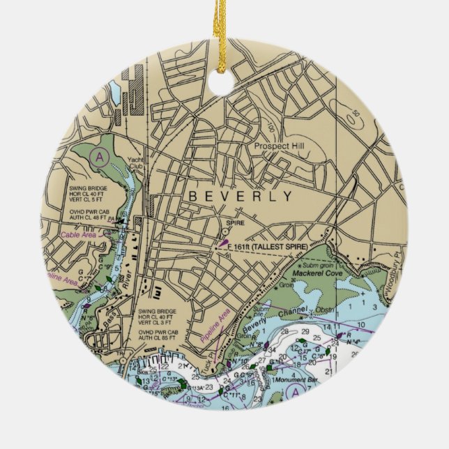 Beverly MORSA Nautical Diagram Julgransprydnad Keramik (Baksidan)