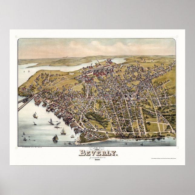 Beverly, MORSA Panoramic Karta - 1886 Poster (Framsidan)