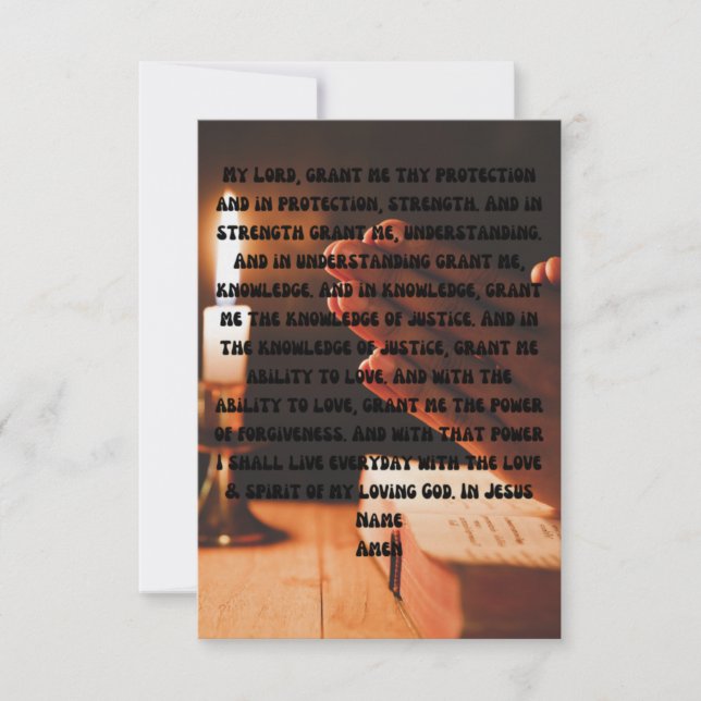 Bevilja mig Protection Prayer - platta hälsningsko Kort (Framsida)