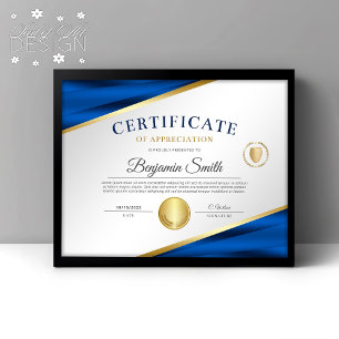 Beviljande av blått och Guld-certifikat