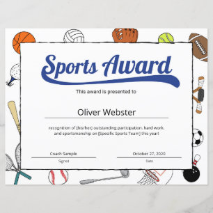 Beviljande av Blue Sports Certificate Templates