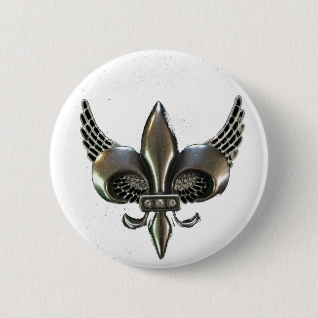 BEVINGAD BEKYMRAD PEWTER FLEUR-DE-LIS KNAPP (Framsida)