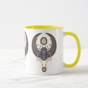 Bevingad egyptisk Scarabskalbagge med Ankh - blåt Mugg