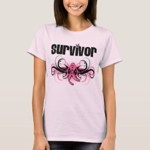 Bevingad Emblem för bröstcancer överlevandeGrun Tee