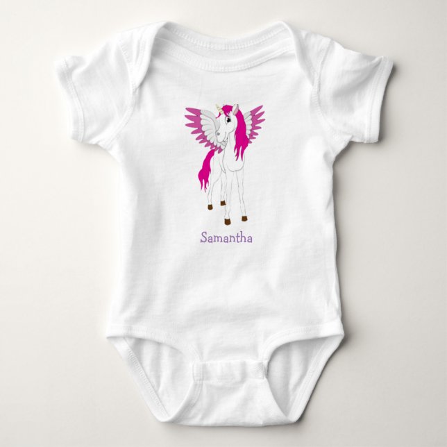 bevingad enhörning Party Baby Bodysuit översätts t T Shirt (Framsida)