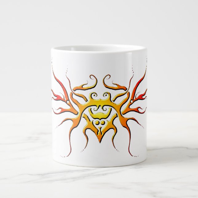 Bevingad hjärta tribal design - röd jumbo mugg (Framsidan)