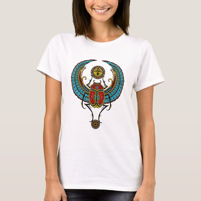 Bevingad Scarab för egyptier T Shirt (Framsida)