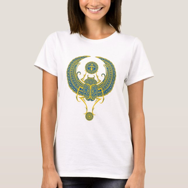 Bevingad Scarab för egyptier Tee Shirt (Framsida)