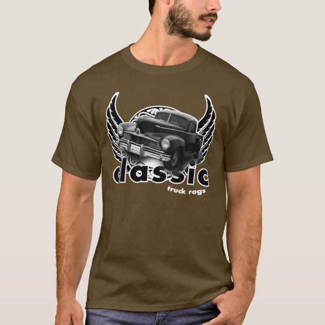 Bevingad svart klassikerlastbil t shirt (Framsida)