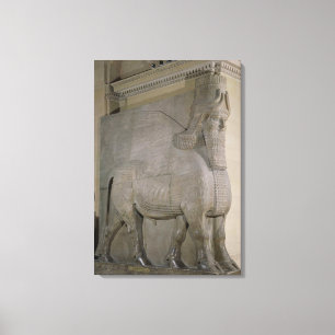 Bevingad tjur på en facade av kungen Sargon IIS Canvastryck