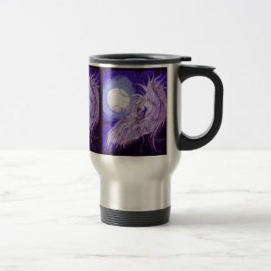 Bevingad unicorn framme av månetravel mug resemugg