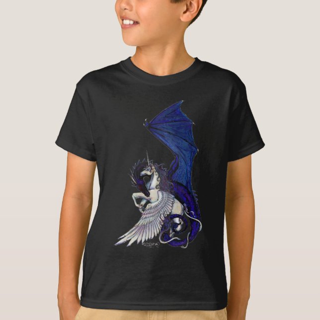 BEVINGAD unicorn och drake T Shirt (Framsida)