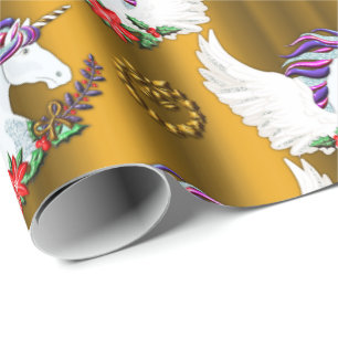 Bevingad Unicornguldjul Presentpapper