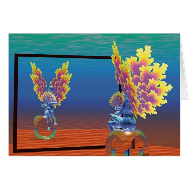 Bevingada saker - "spegel, spegel… ", hälsningskort (Framsidan Horizontal)