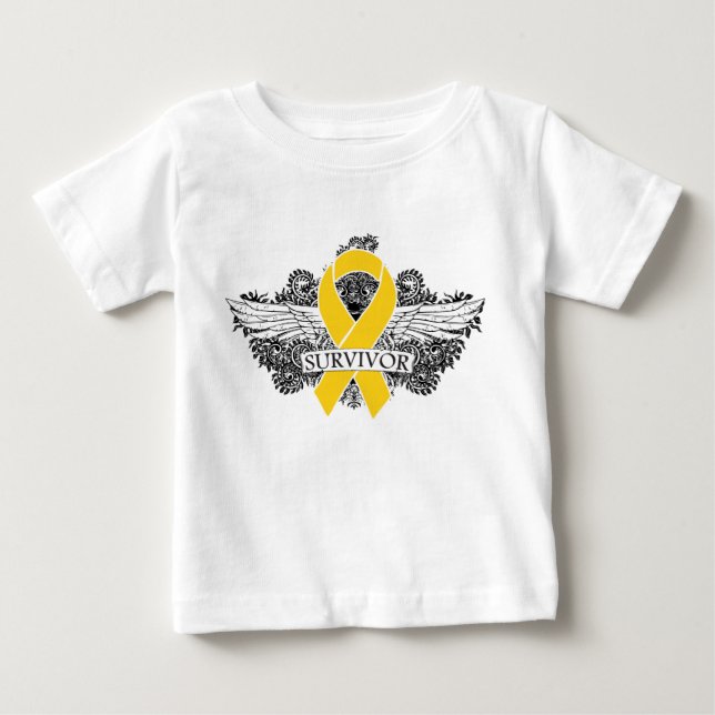 Bevingat band för Neuroblastoma cancerÖVERLEVANDE Tee Shirt (Framsida)