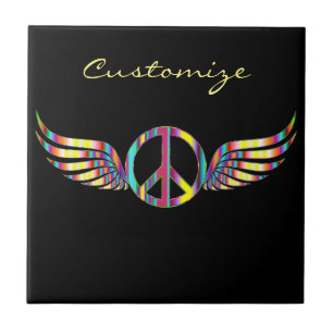 Bevingat Hippiefredsymbol Thunder_Cove Kakelplatta