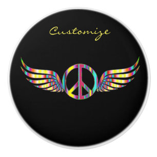Bevingat Hippiefredsymbol Thunder_Cove Knopp