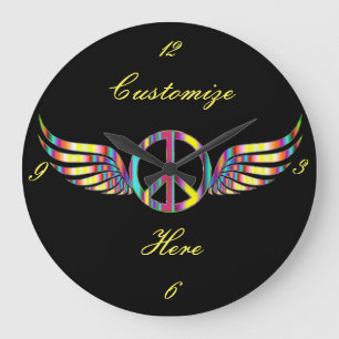 Bevingat Hippiefredsymbol Thunder_Cove Stor Klocka