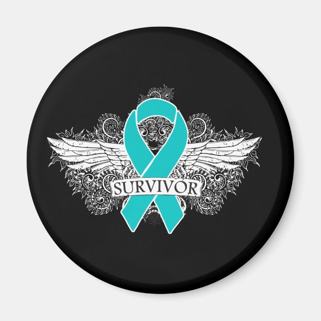 Bevingat ÖVERLEVANDEband för Ovarian cancer Magnet (Framsidan)